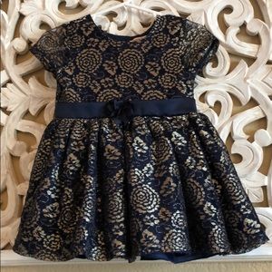 Nanette Lepore navy and gold lace dress